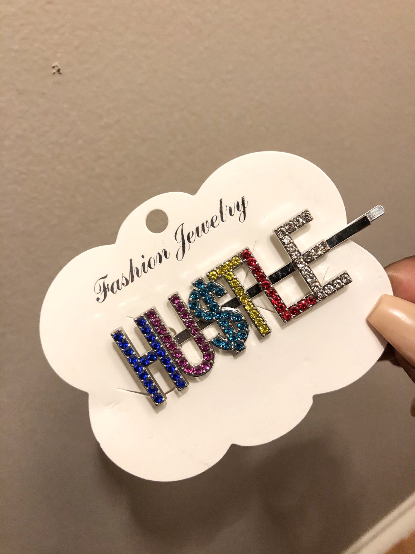 HU$TLE - Rhinestone Name Barrettes/Hairpin