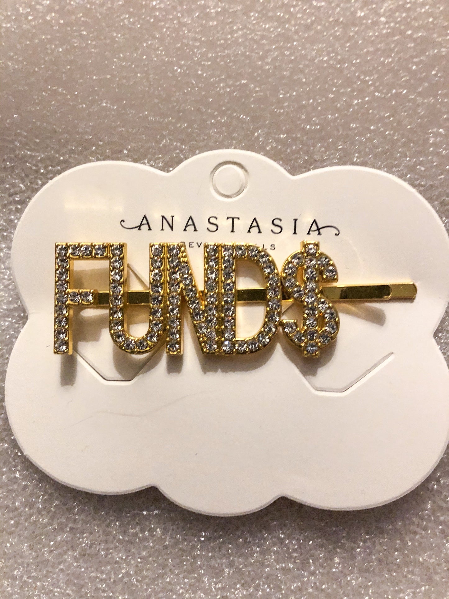 FUND$ - Rhinestone Name Barrettes/Hairpin