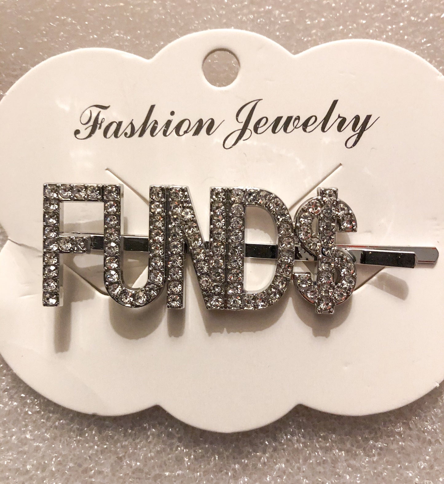 FUND$ - Rhinestone Name Barrettes/Hairpin